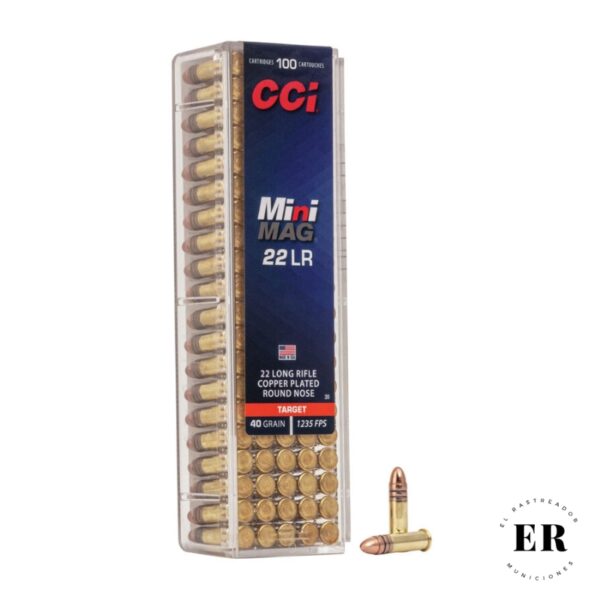 Bala CCI Cal 22lr Modelo Mini Mag Proyectil de 40gn Caja de 100 unidades