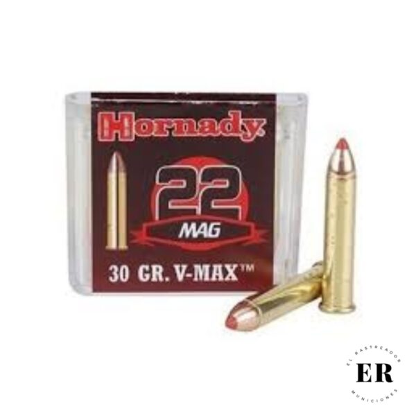 Bala Hornady Cal. 22 magnum Modelo V-Max Polymer Tip Proyectil de 30gn Caja de 50 unidades