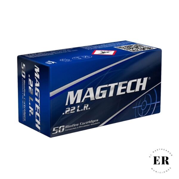 Bala Magtech Cal.22 lr Modelo Alta velocidad punta cobreada Proyectil de 40gn Caja de 50 unidades