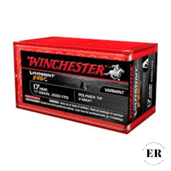 Bala Winchester Cal. 17HMR Modelo Varmint Proyectil de 17gn Caja de 50 unidades